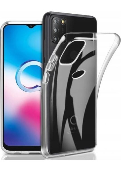 Alcatel 3x 2020 Kılıf Clear Soft Transparent Şeffaf Ince Silikon + Ekran Koruyucu