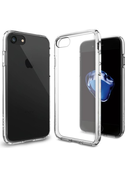Apple iPhone 8 Kılıf Clear Soft Transparent Şeffaf Ince Silikon + Ekran Koruyucu