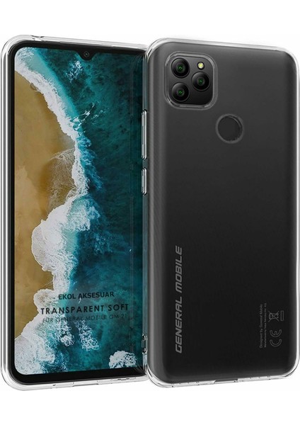 General Mobile GM21 Kılıf Clear Soft Transparent Şeffaf Ince Silikon + Ekran Koruyucu