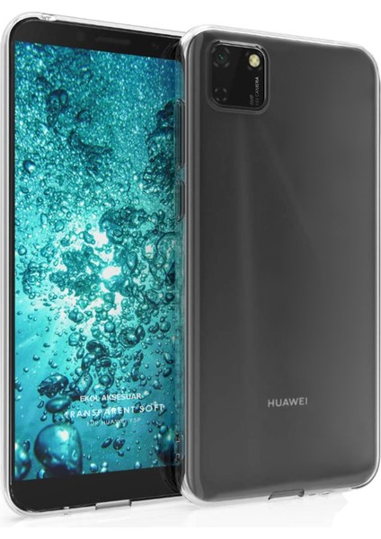 Huawei Y5P Kılıf Clear Soft Transparent Şeffaf Ince Silikon + Ekran Koruyucu