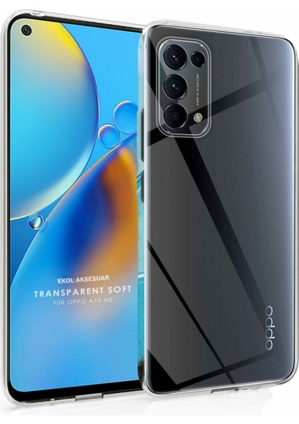 Oppo A74 Kılıf Clear Soft Transparent Şeffaf Ince Silikon + Ekran Koruyucu