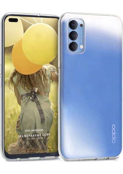 Oppo Reno 4 Kılıf Clear Soft Transparent Şeffaf Ince Silikon + Ekran Koruyucu