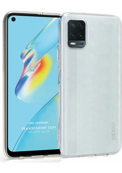 Oppo A54 Kılıf Clear Soft Transparent Şeffaf Ince Silikon + Ekran Koruyucu