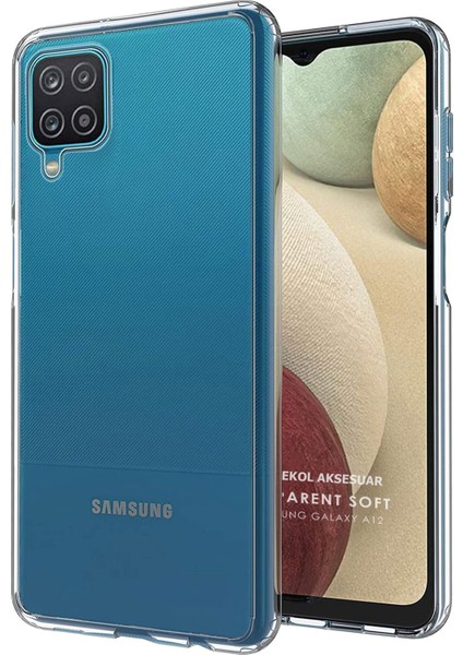 Samsung A12 Kılıf Clear Soft Transparent Şeffaf Ince Silikon + Ekran Koruyucu