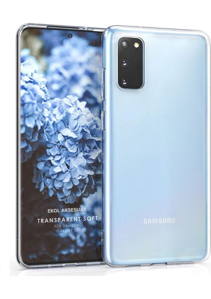 Samsung S20 Kılıf Clear Soft Transparent Şeffaf Ince Silikon + Ekran Koruyucu