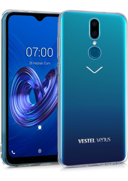 Vestel Venüs V7 Kılıf Clear Soft Transparent Şeffaf Ince Silikon + Ekran Koruyucu