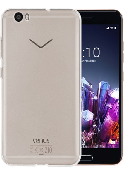 Vestel Venüs Z10 Kılıf Clear Soft Transparent Şeffaf Ince Silikon + Ekran Koruyucu