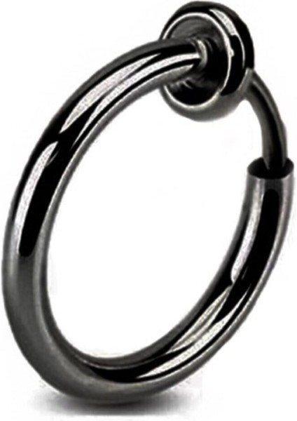 Unisex Siyah Çelik Deliksiz Sıkıştırmalı Piercing Tragus Küpe