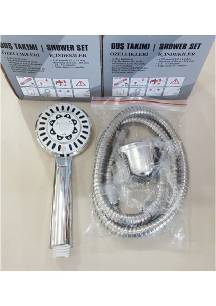 Duş Başlığı + Duş Hortumu Seti Banyo Duş Takımı Fonksiyonlu