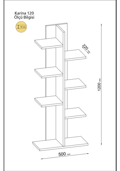 Karina Kitaplık 120CM Beyaz