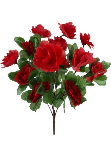 Yapay Çiçek Kırmızı Açelya Demeti 7 Dallı 33*20CM