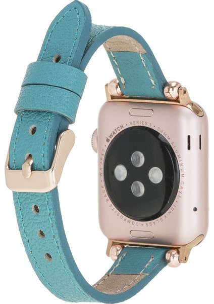 Bouletta Apple Watch Uyumlu Deri Kordon 38-40-41MM Ferro Cp5 Turkuaz