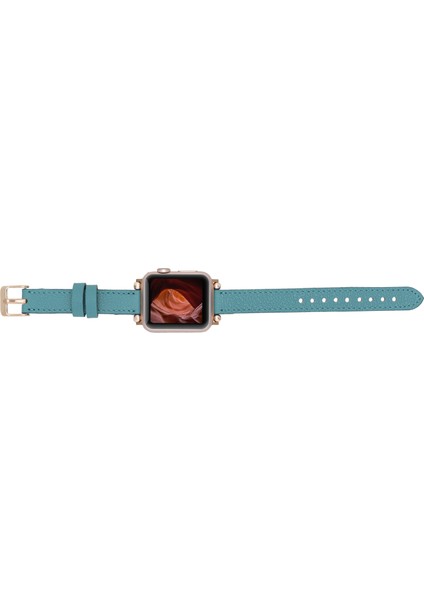 Bouletta Apple Watch Uyumlu Deri Kordon 38-40-41MM Ferro Cp5 Turkuaz