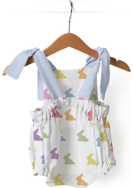 Rainbow Lapin Blue Müslin Bebek Tulum