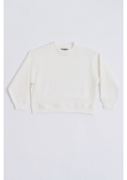 Organik Uzun Kollu Kız Çocuk Sweatshirt - Ekru Ekru - 8-10