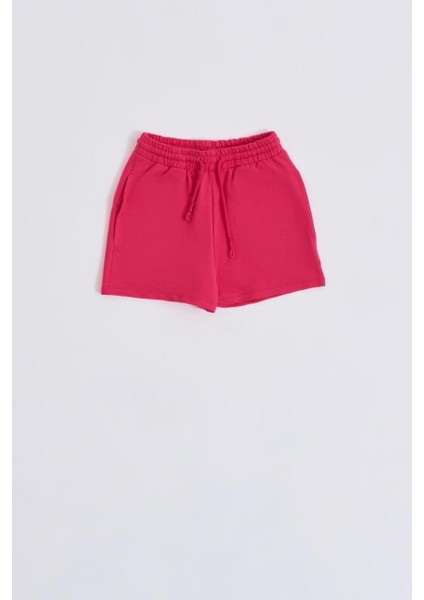 Organik Bağcıklı Cepli Kız Çocuk Şort - Pembe Pembe - 6-8