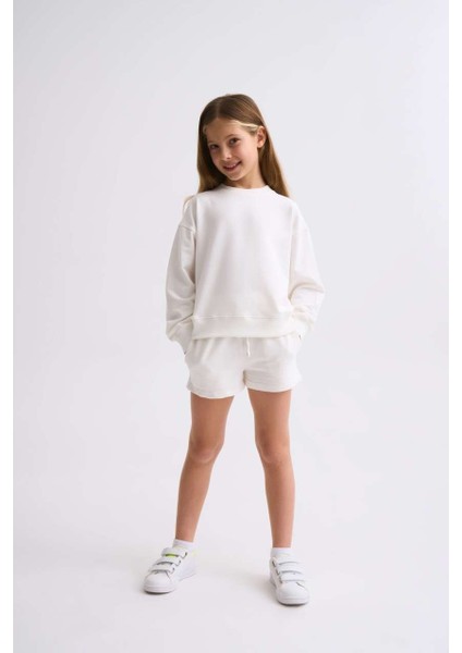 Organik Bağcıklı Cepli Kız Çocuk Şort - Ekru Ekru - 10-12 fiyatları