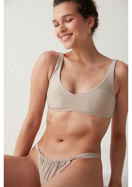 Bej Simli Side Bikini Altı