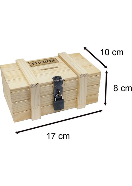 Boyasız Verniksiz Çam Ağacından Ahşap Kilitli Tip Box Bahşiş Kutusu 1 Adet