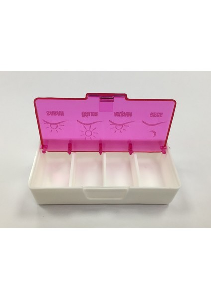 Ilmuka Günlük Ilaç Muhafaza Kabı 4ADET Ilaç Kutusu 4öğün Il-Mu-Ka-Pembe