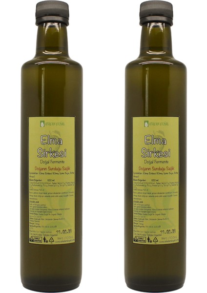 Ev Yapımı Elma Sirkesi Cam Şişe 500 ml 2'li