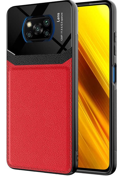 Xiaomi Poco X3 Pro Uyumlu Kılıf Deri Görünümlü Tpu Sert Malzeme Kapak Kılıf