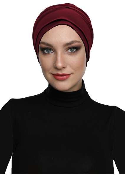 Çift Katlı Astarlı Bordo Hazır Türban Tesettür Dış ve Havuz Bonesi fiyatları