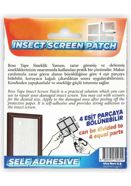 Sineklik Tamir Bantı Sineklik Yaması Kendinden Yapışkanlı 10X10CM 4ADET 10 Paket