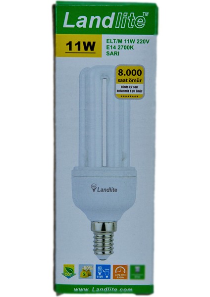 Land Lite 11W 220-240V 600LM 2700K E14 Tasarruflu Ampul