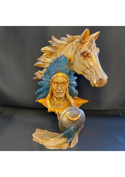 Kızılderili ve At Dekoratif Biblo Heykel fırsatları