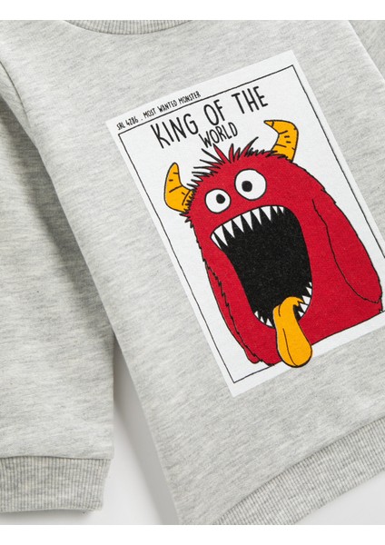 Sweatshirt Canavar Baskılı Bisiklet Yaka modelleri