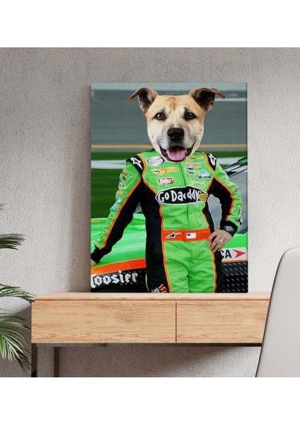 Evcil Dostlara Özel Nascar Pilot Tasarımlı Portre Kanvas Tablo 50 x 70 cm - 5