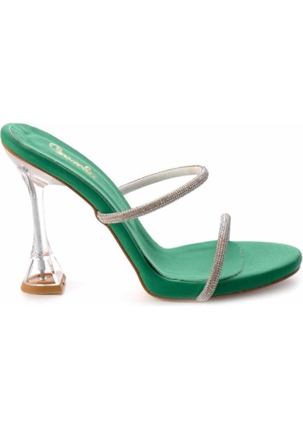 Mat Yeşil Saten Kadın Terlik K04527995338 fiyatları