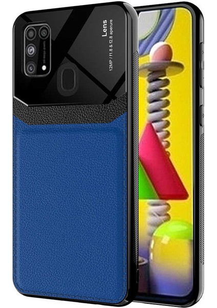 Samsung Galaxy M31 Uyumlu Kılıf Deri Görünümlü Tpu Sert Malzeme Kapak Kılıf