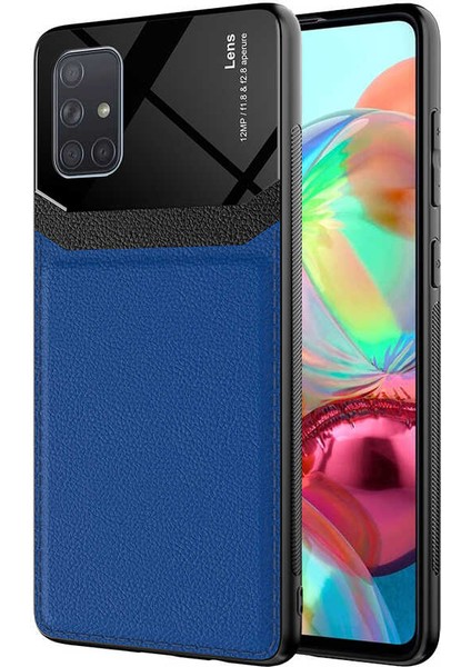 Samsung Galaxy A51 Uyumlu Kılıf Deri Görünümlü Tpu Sert Malzeme Kapak Kılıf