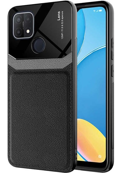 Oppo A15 Uyumlu Kılıf Deri Görünümlü Tpu Sert Malzeme Kapak Kılıf