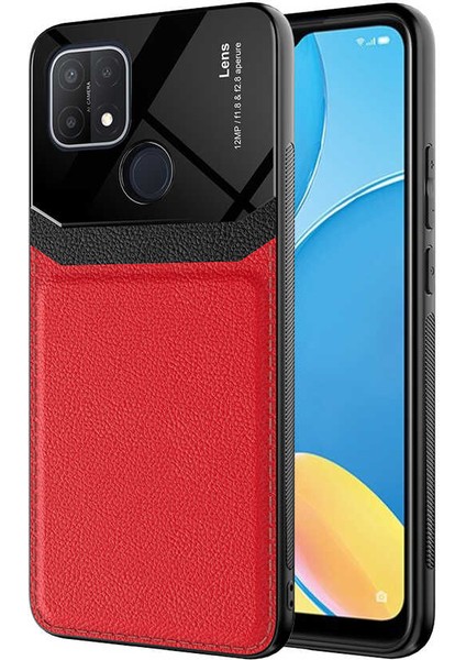 Oppo A15 Uyumlu Kılıf Deri Görünümlü Tpu Sert Malzeme Kapak Kılıf