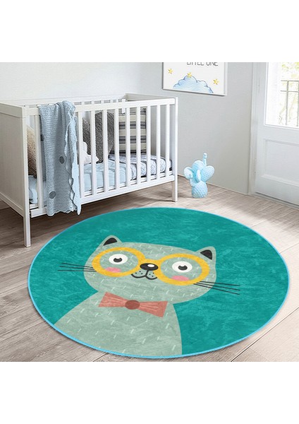 Renkli Kedi Çocuk & Genç Odası Makinede Yıkanabilir Kaymaz Tabanlı Yuvarlak Çocuk Halısı fiyatları