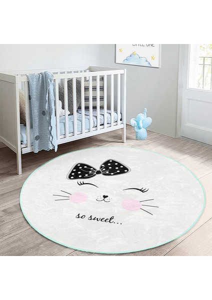 So Sweet Motifli Çizimi Çocuk & Genç Odası Makinede Yıkanabilir Kaymaz Tabanlı Yuvarlak Çocuk Halısı indirimleri