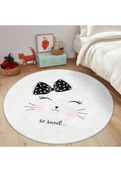 So Sweet Motifli Çizimi Çocuk & Genç Odası Makinede Yıkanabilir Kaymaz Tabanlı Yuvarlak Çocuk Halısı fiyatları