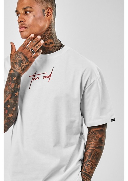 Unisex The End Oversize Beyaz T-Shirt