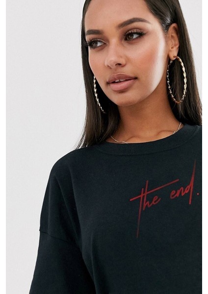 Unisex The End Oversize Siyah T-Shirt fırsatları