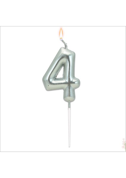 4 Rakam Gümüş Mum