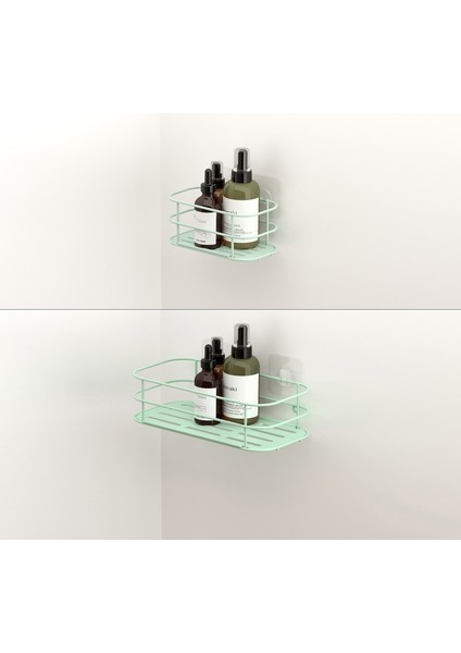 Teknotel Yapışkanlı Banyo&mutfak Rafı Yeşil Grena Seri Set ST121-2