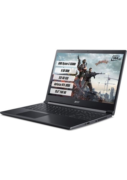 Gaming Aspire 7 A715 42G AMD Ryzen 5 5500U 8 GB 512 GB SSD RTX3050 Freedos 15.6" FHD Taşınabilir Bilgisayar NH.QE5EY.004