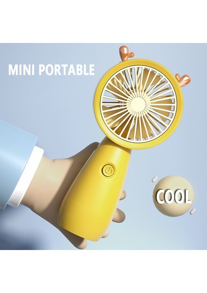 USB Mini El Tipi Fan - Sarı (Yurt Dışından)
