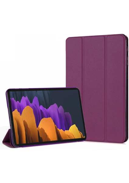 Samsung Galaxy Tab S8 Ultra X900 Kılıf Slim Translucent Back Smart Cover Mor