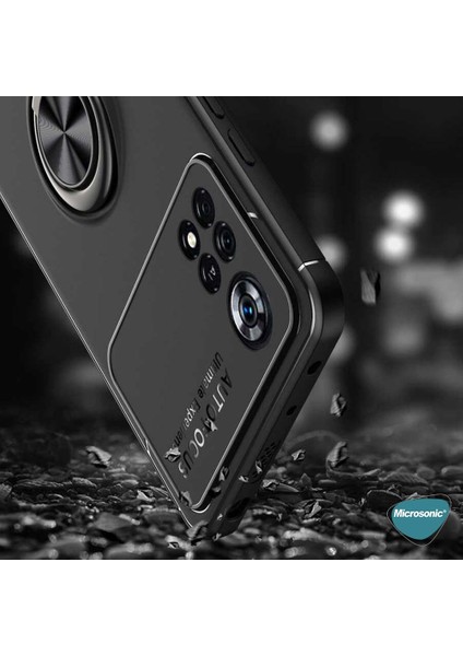 Xiaomi Redmi Note 11T Kılıf Kickstand Ring Holder Siyah Rose