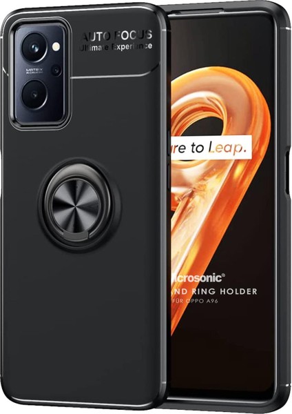 Oppo A96 4g Kılıf Kickstand Ring Holder Siyah