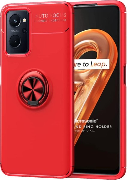 Oppo A96 4g Kılıf Kickstand Ring Holder Kırmızı